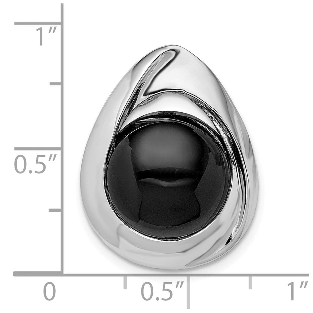 Sterlingsilber Rhodiniert Poliert Onyx Tropfen Anhänger