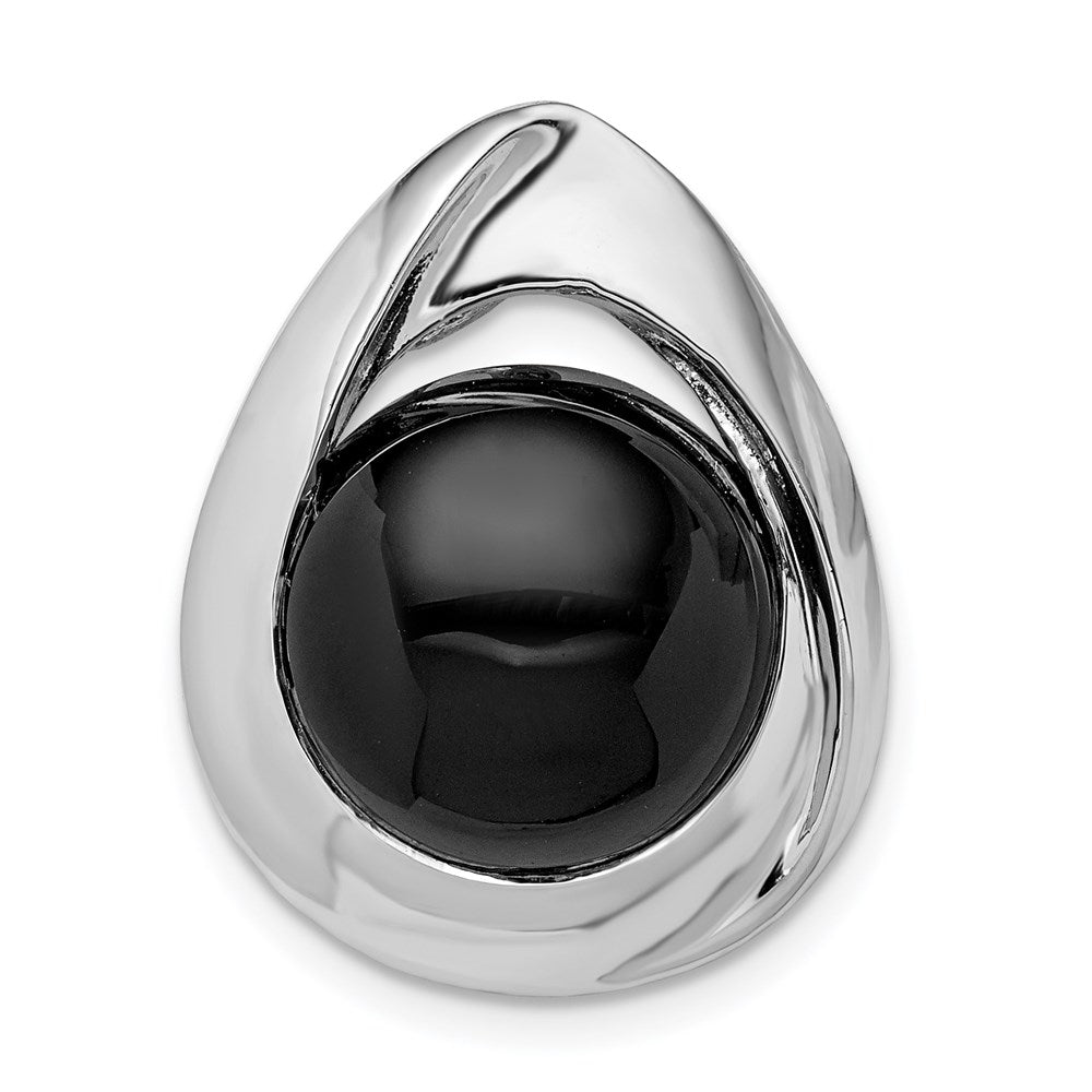 Sterlingsilber Rhodiniert Poliert Onyx Tropfen Anhänger