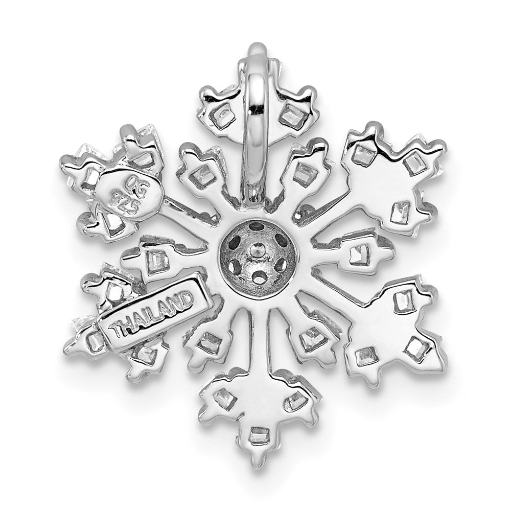 Sterlingsilber Rhodiniert Zirkonia Schneeflocke Kette Anhänger