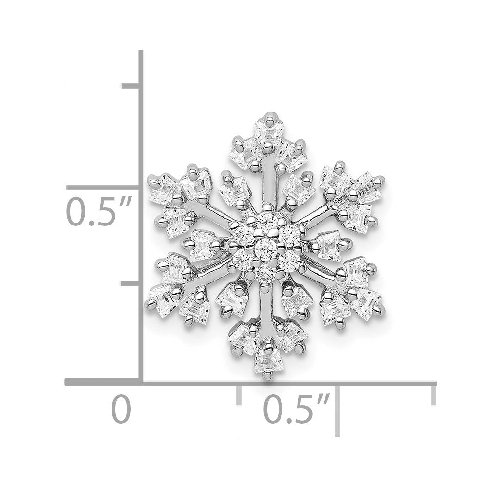 Sterlingsilber Rhodiniert Zirkonia Schneeflocke Kette Anhänger