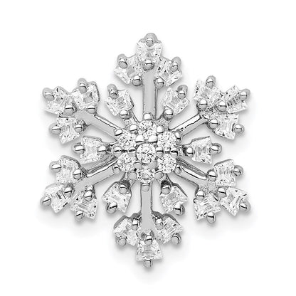 Sterlingsilber Rhodiniert Zirkonia Schneeflocke Kette Anhänger