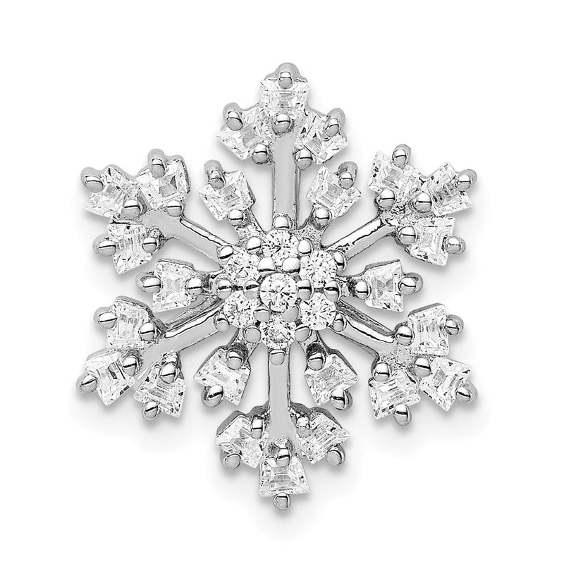 Sterlingsilber Rhodiniert Zirkonia Schneeflocke Kette Anhänger