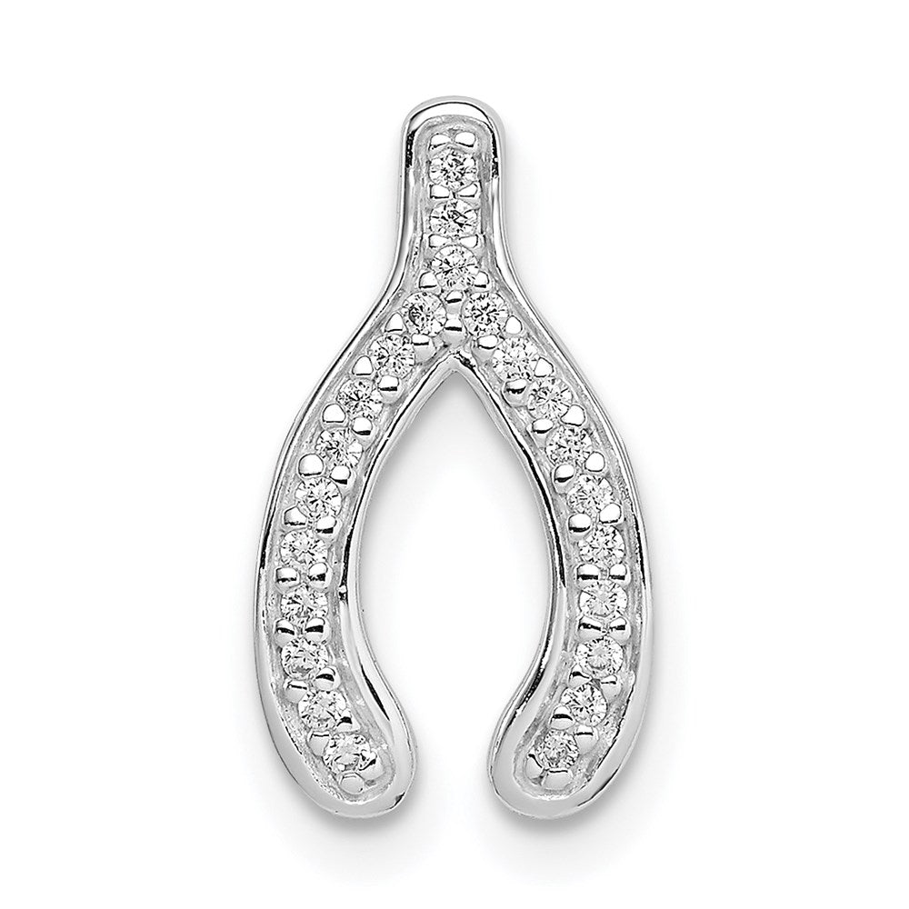 Sterlingsilber Rhodiniert Zirkonia Gabelbein Anhänger