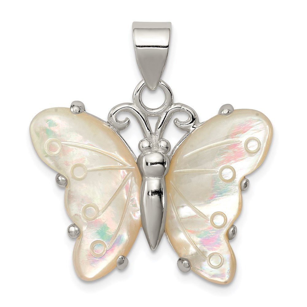 Sterlingsilber Weiß Muschel Schmetterling Anhänger