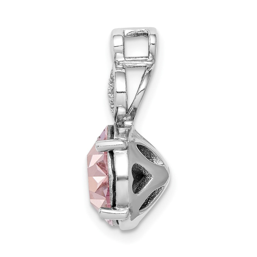 Sterlingsilber Rhodiniert Klar/pink Kristall Oval Kette Anhänger