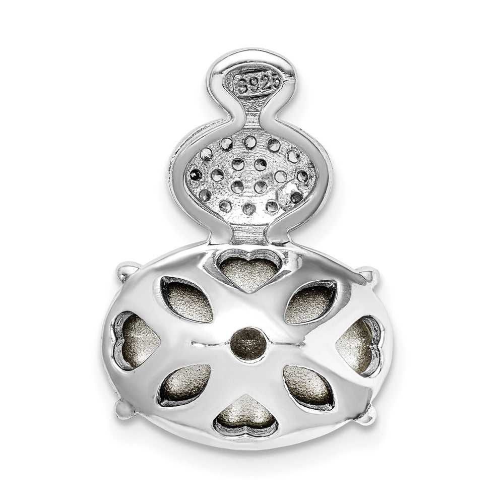 Sterlingsilber Rhodiniert Klar/pink Kristall Oval Kette Anhänger