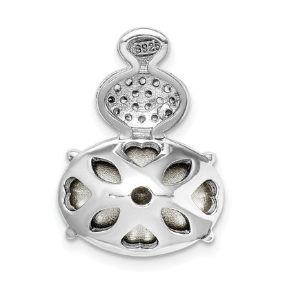 Sterlingsilber Rhodiniert Klar/pink Kristall Oval Kette Anhänger