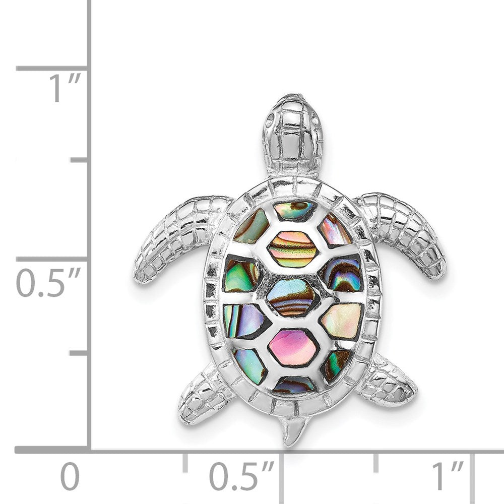 Sterlingsilber Rhodiniert Abalone Strukturiert Schildkröte Anhänger