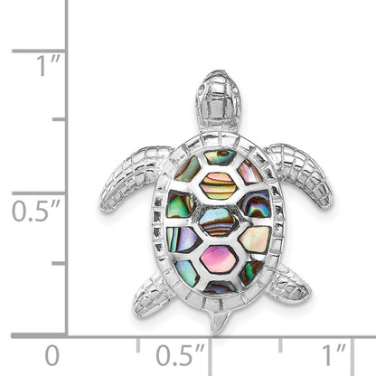 Sterlingsilber Rhodiniert Abalone Strukturiert Schildkröte Anhänger