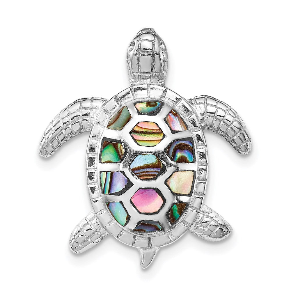 Sterlingsilber Rhodiniert Abalone Strukturiert Schildkröte Anhänger