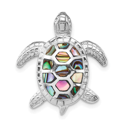 Sterlingsilber Rhodiniert Abalone Strukturiert Schildkröte Anhänger