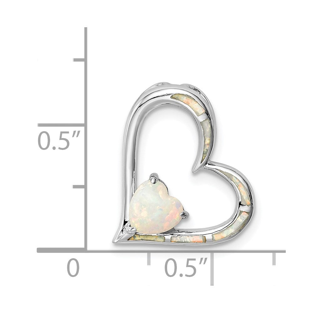 Sterlingsilber Rhodiniert Erzeugt Opal Herz Kette Anhänger
