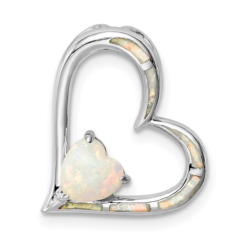 Sterlingsilber Rhodiniert Erzeugt Opal Herz Kette Anhänger
