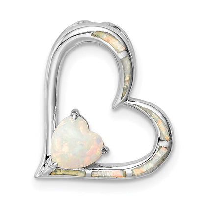 Sterlingsilber Rhodiniert Erzeugt Opal Herz Kette Anhänger