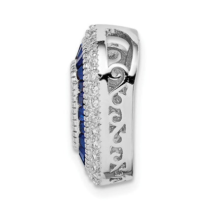 Sterlingsilber Rhodiniert Zirkonia & Synthetisch Blau Spinell Kette Anhänger