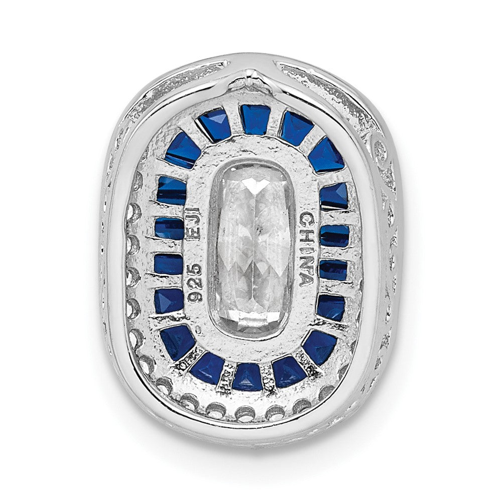 Sterlingsilber Rhodiniert Zirkonia & Synthetisch Blau Spinell Kette Anhänger