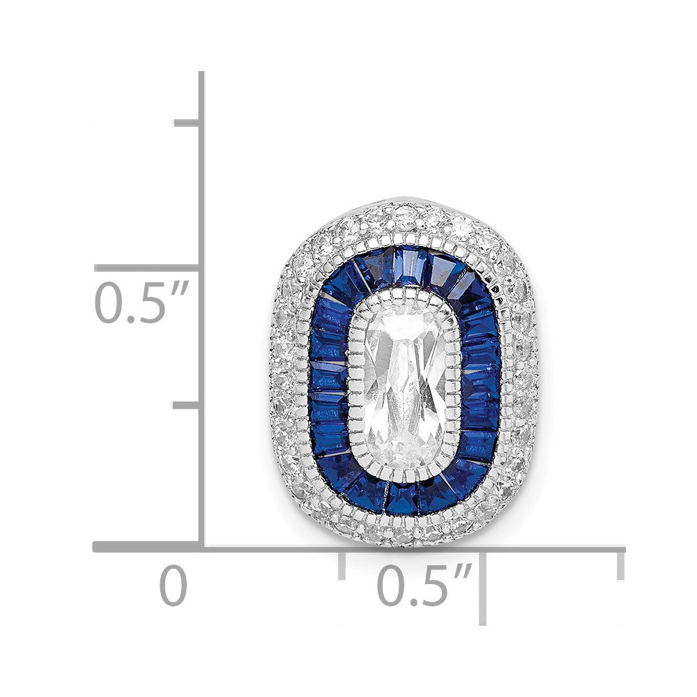 Sterlingsilber Rhodiniert Zirkonia & Synthetisch Blau Spinell Kette Anhänger