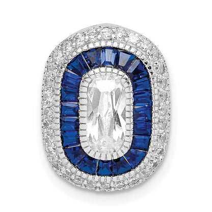 Sterlingsilber Rhodiniert Zirkonia & Synthetisch Blau Spinell Kette Anhänger