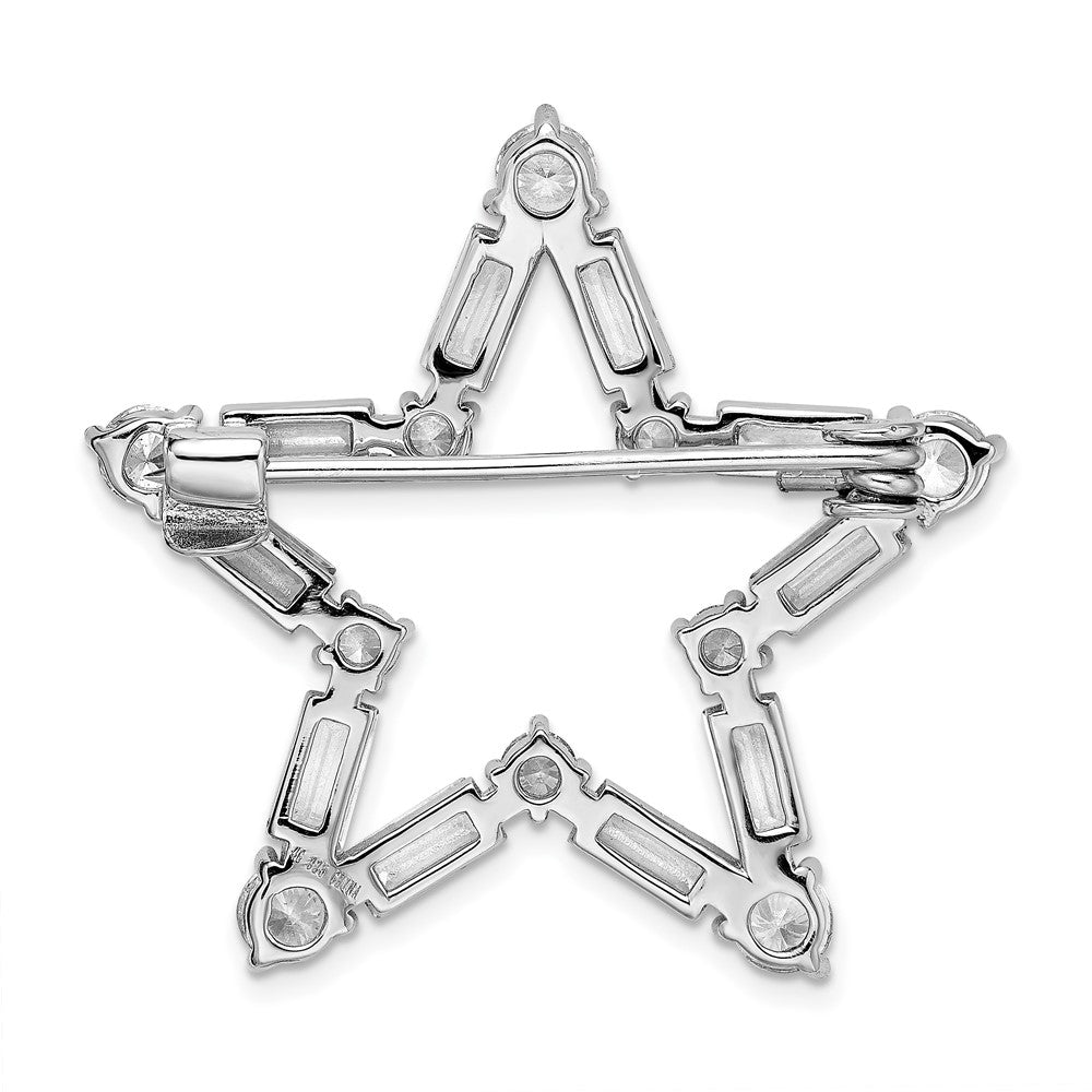 Sterlingsilber Rhodiniert Zirkonia Stern Brosche