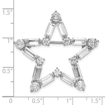 Sterlingsilber Rhodiniert Zirkonia Stern Brosche