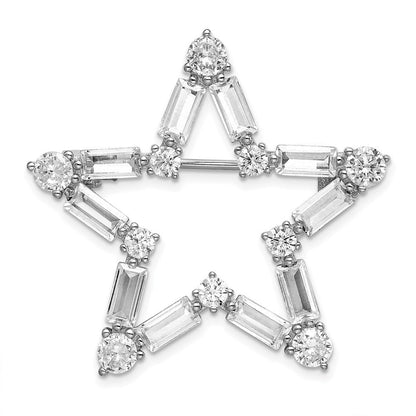 Sterlingsilber Rhodiniert Zirkonia Stern Brosche