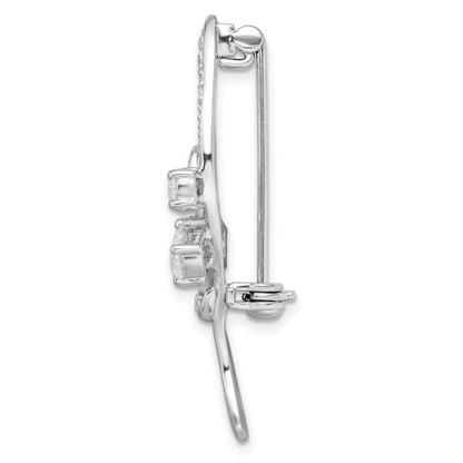 Sterlingsilber Rhodiniert Zirkonia Blatt Brosche