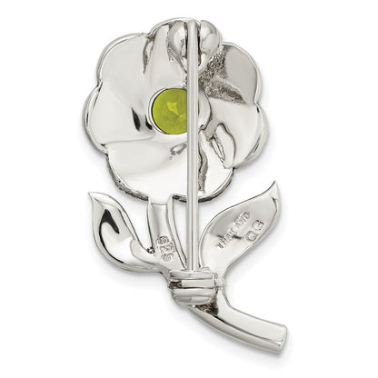 Sterlingsilber Antikisiert Emaille Markasit und Grün Glas Stein Blume Brosche