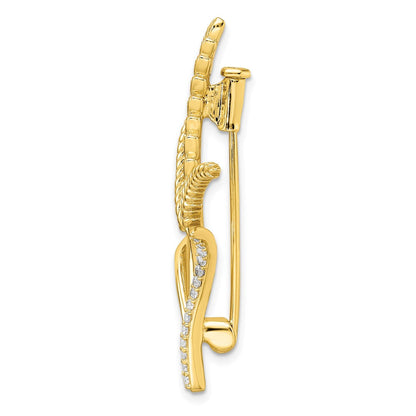 Sterlingsilber Zirkonia Goldfarben Weizen Blume Brosche