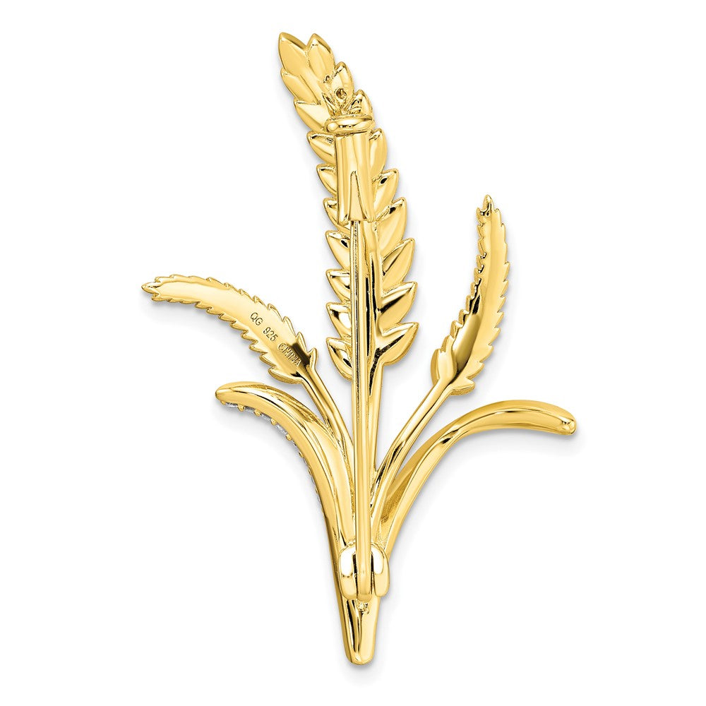 Sterlingsilber Zirkonia Goldfarben Weizen Blume Brosche