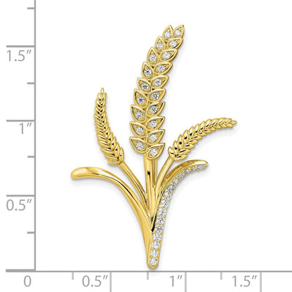 Sterlingsilber Zirkonia Goldfarben Weizen Blume Brosche