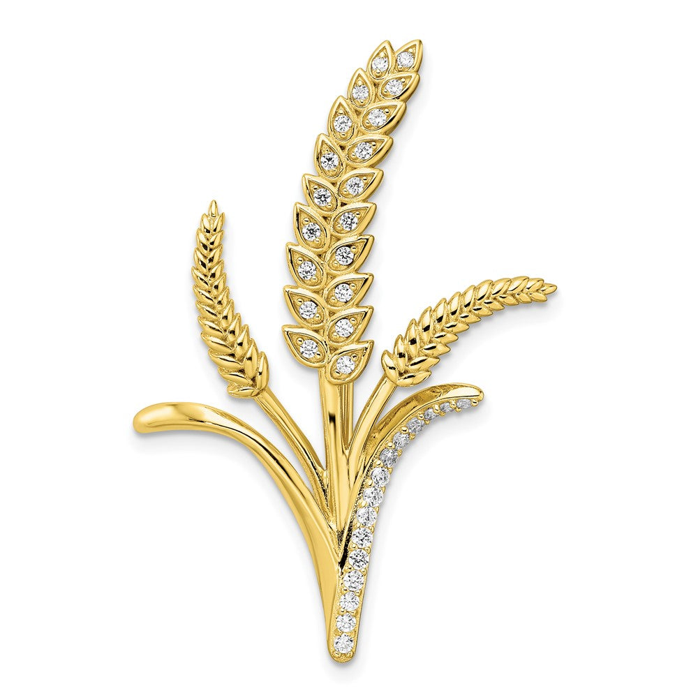 Sterlingsilber Zirkonia Goldfarben Weizen Blume Brosche