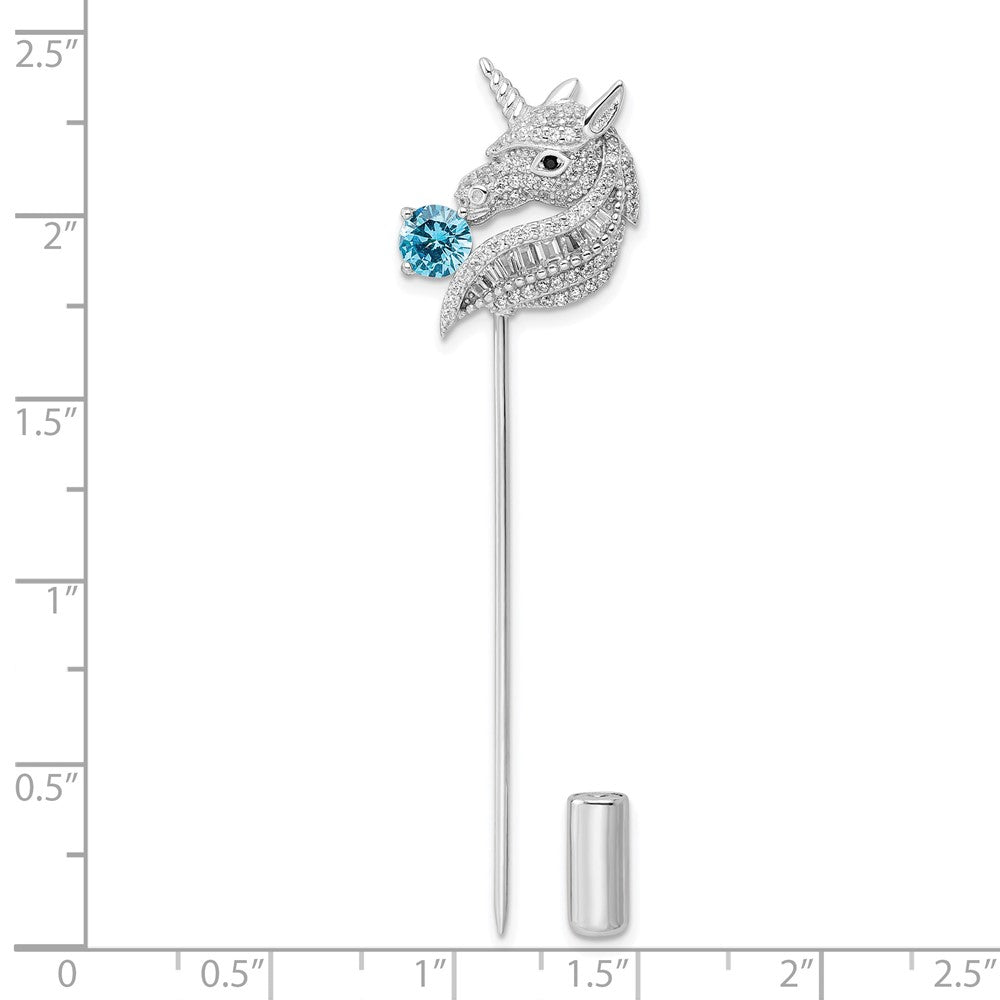 Sterlingsilber Rhodiniert Poliert Zirkonia Einhorn Brosche