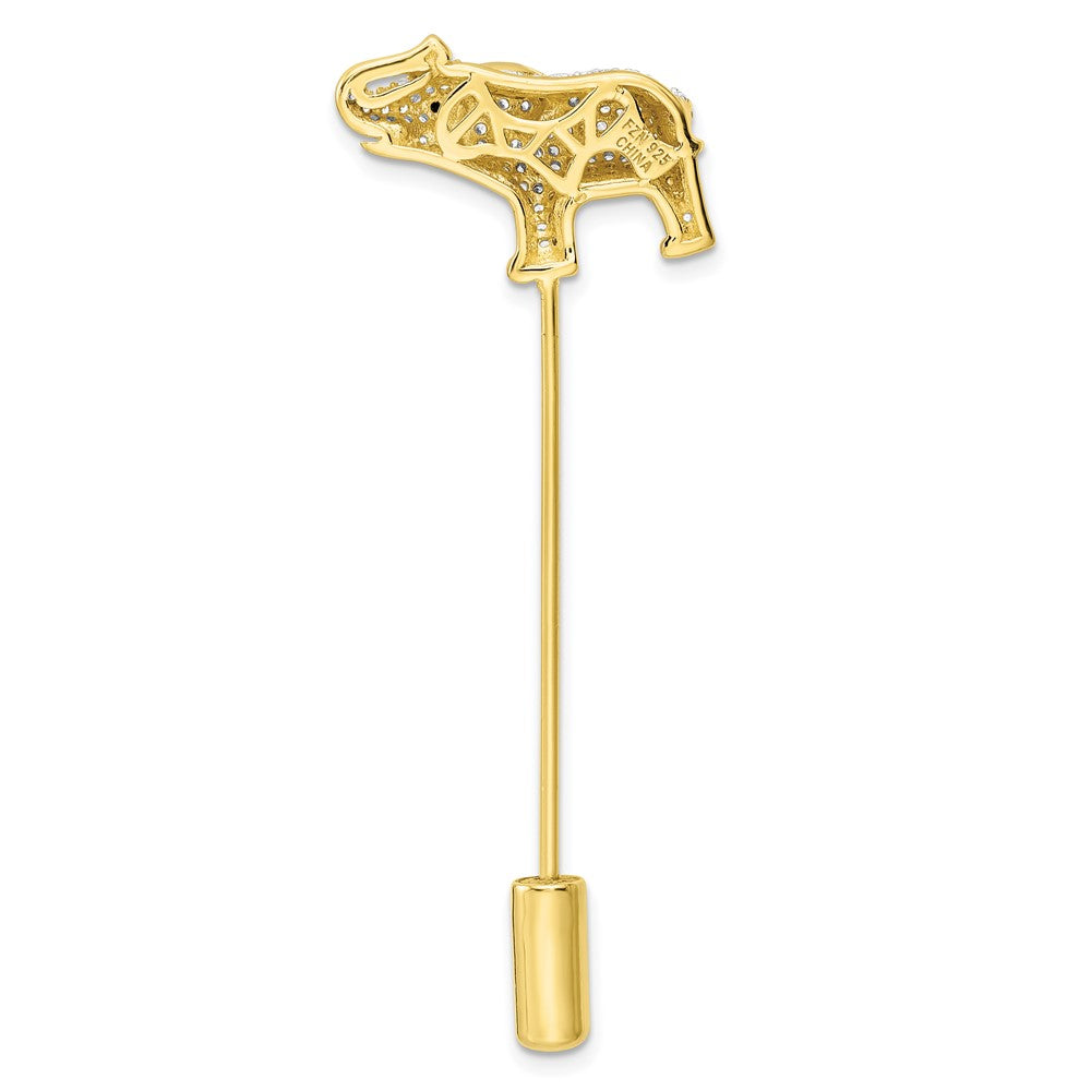 Sterlingsilber Rhodiniert Goldfarben Zirkonia Elefant Brosche