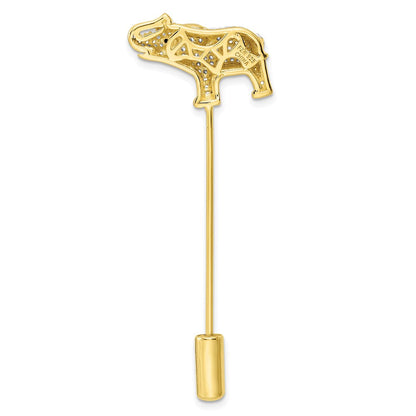 Sterlingsilber Rhodiniert Goldfarben Zirkonia Elefant Brosche