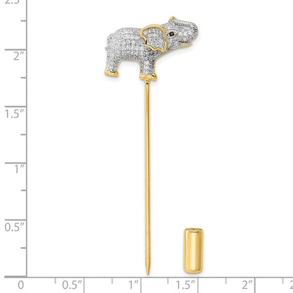 Sterlingsilber Rhodiniert Goldfarben Zirkonia Elefant Brosche
