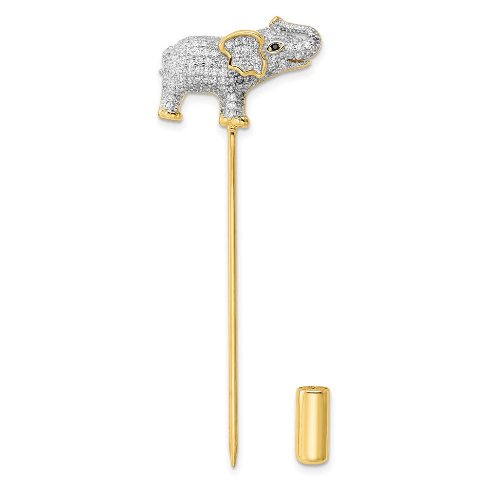 Sterlingsilber Rhodiniert Goldfarben Zirkonia Elefant Brosche