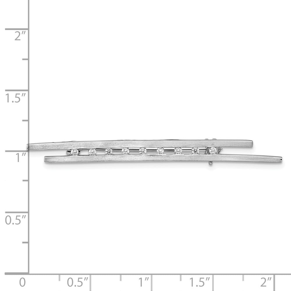 Sterlingsilber Rhodiniert Gebürstet Zirkonia Stab Brosche