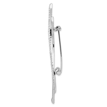 Sterlingsilber Rhodiniert Zirkonia Fantasie Gebogen Brosche