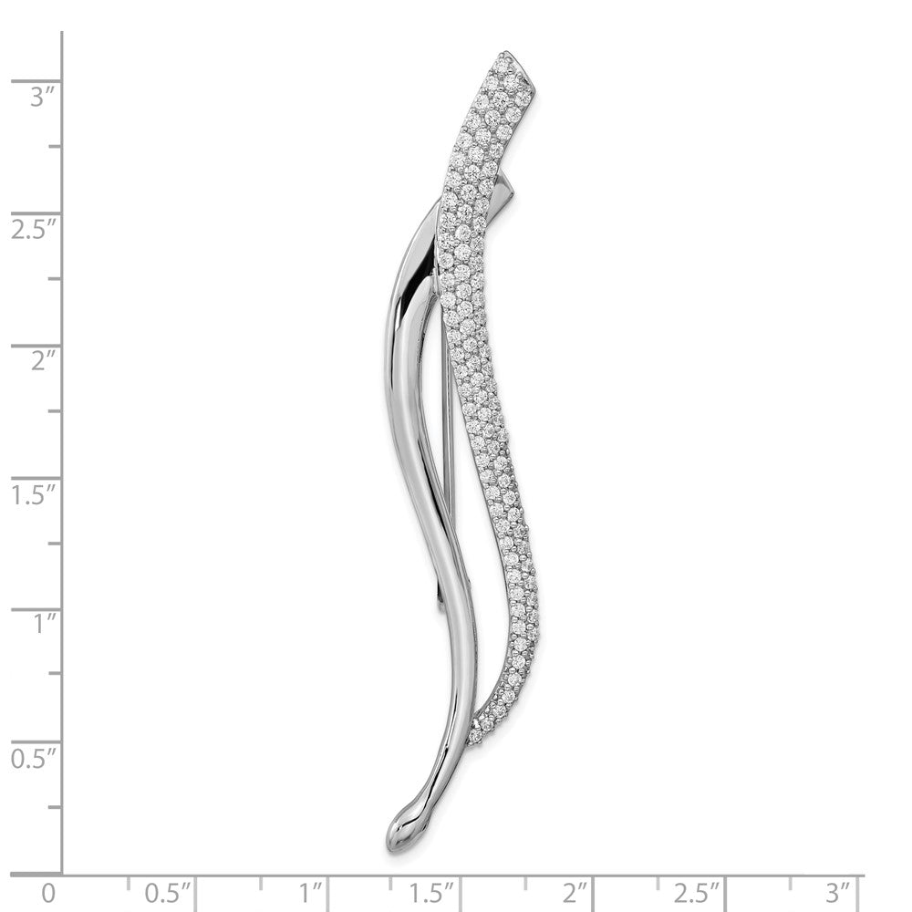 Sterlingsilber Rhodiniert Zirkonia Fantasie Gebogen Brosche