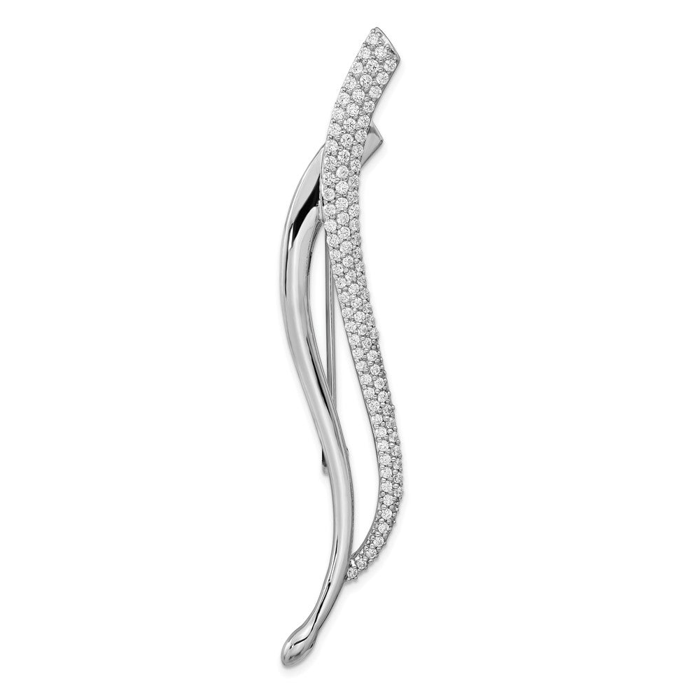 Sterlingsilber Rhodiniert Zirkonia Fantasie Gebogen Brosche