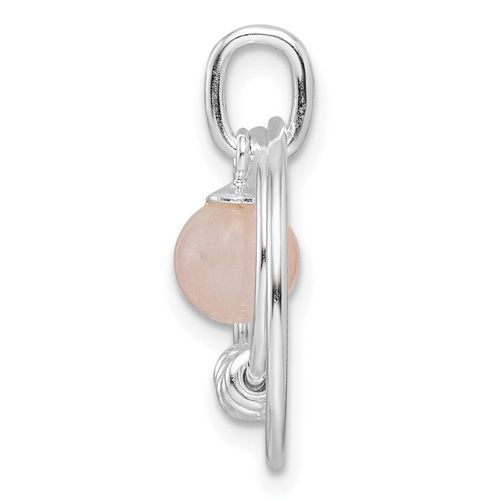 Sterlingsilber Poliert Rosa Quartzite in Kreise Anhänger