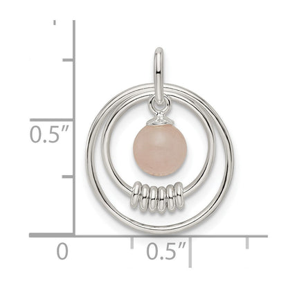 Sterlingsilber Poliert Rosa Quartzite in Kreise Anhänger