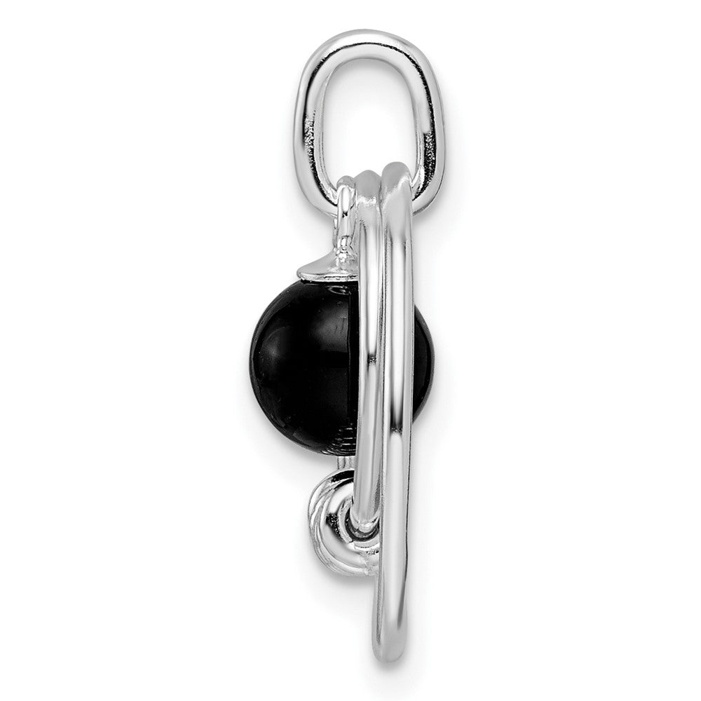Sterlingsilber Poliert Onyx in Kreise Anhänger