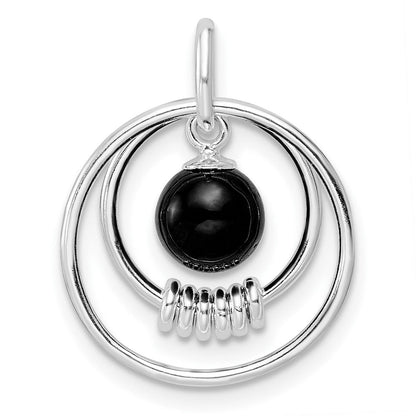 Sterlingsilber Poliert Onyx in Kreise Anhänger