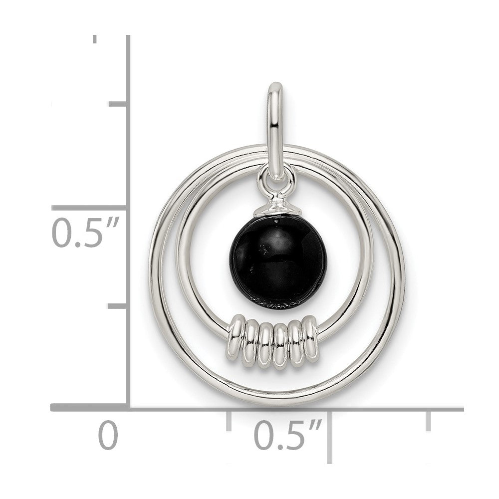 Sterlingsilber Poliert Onyx in Kreise Anhänger