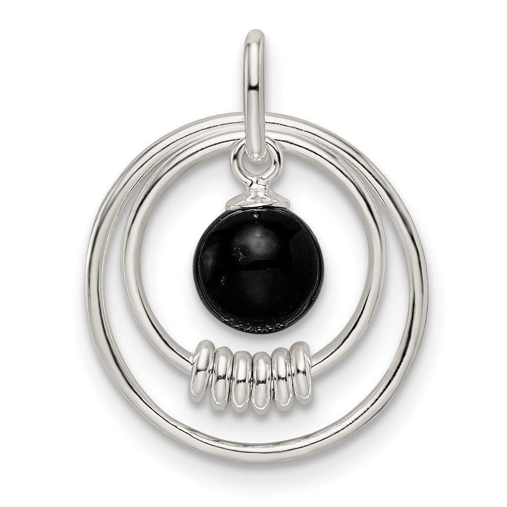 Sterlingsilber Poliert Onyx in Kreise Anhänger