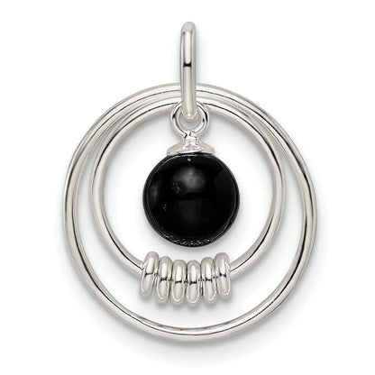 Sterlingsilber Poliert Onyx in Kreise Anhänger