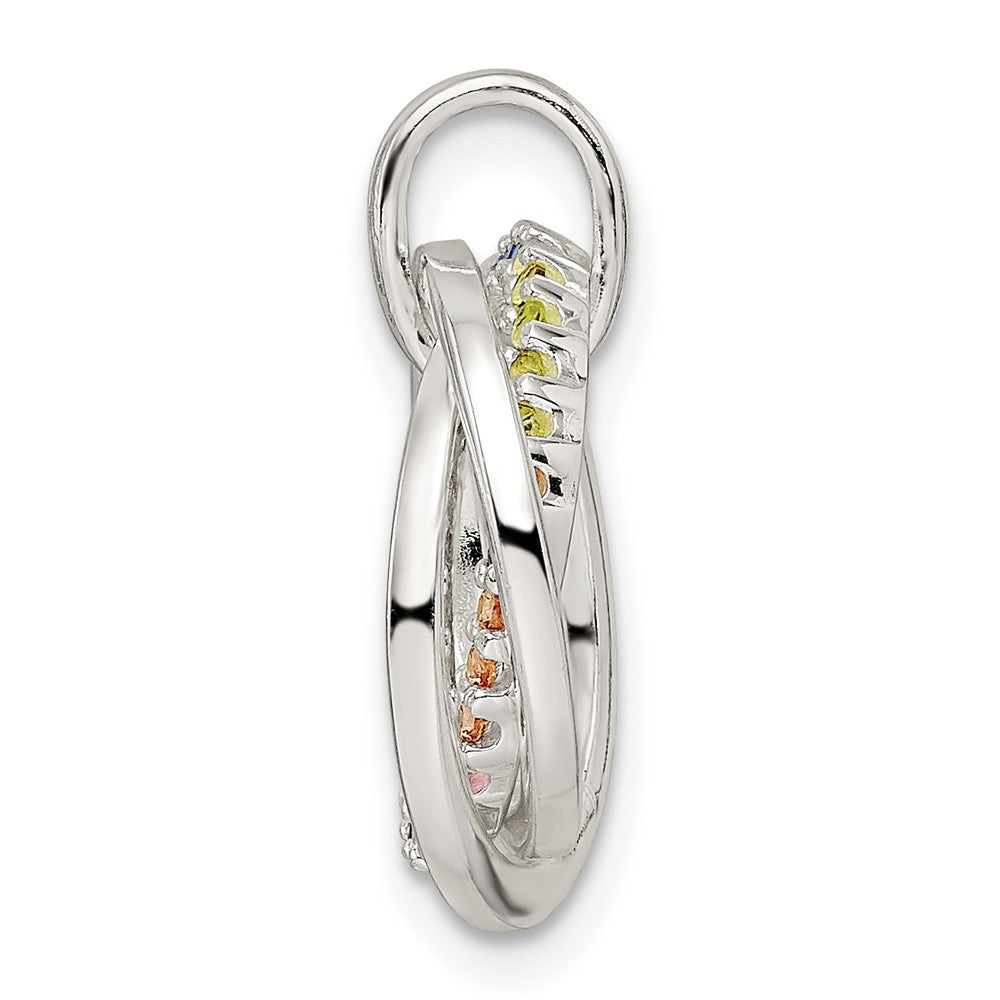 Sterlingsilber Poliert Regenbogen Zirkonia Intertwined Kreise Anhänger