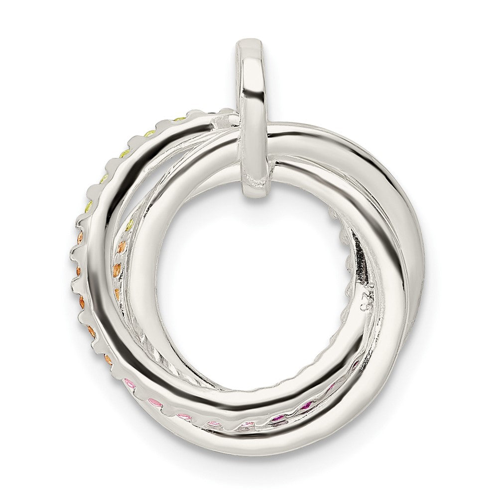 Sterlingsilber Poliert Regenbogen Zirkonia Intertwined Kreise Anhänger