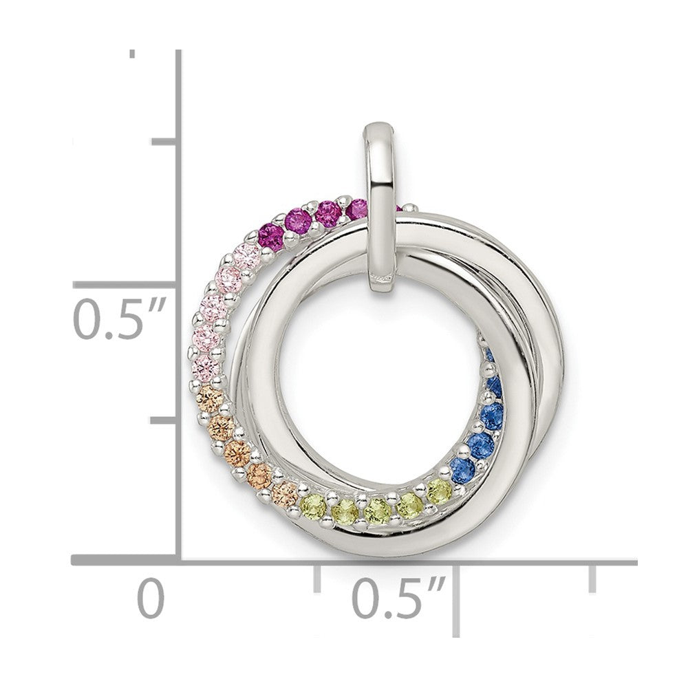 Sterlingsilber Poliert Regenbogen Zirkonia Intertwined Kreise Anhänger